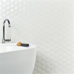 Baroque Glass Blanco White 3" Hexagon Polished