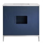 Bungalow 36" Navy and Silver Bathroom Vanity with Carrara Marble Countertop and Basin