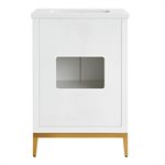 Bungalow 24" White and Gold Bathroom Vanity with Pure White Quartz Countertop and Basin