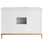 Bungalow 48" White and Gold Bathroom Vanity with Pure White Quartz Countertop and Basin