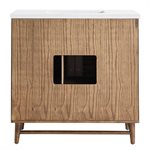 Lowell 36" Woodgrain Bathroom Vanity with Pure White Quartz Countertop and Basin