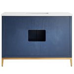 Bungalow 48" Navy and Gold Bathroom Vanity with Pure White Quartz Countertop and Basin