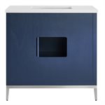 Bungalow 36" Navy and Silver Bathroom Vanity with Pure White Quartz Countertop and Basin