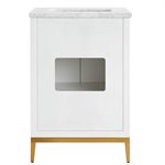 Bungalow 24" White and Gold Bathroom Vanity with Carrara Marble Countertop and Basin