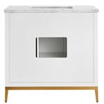 Bungalow 36" White and Gold Bathroom Vanity with Carrara Marble Countertop and Basin