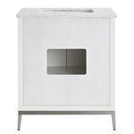 Bungalow 30" White and Silver Bathroom Vanity with Carrara Marble Countertop and Basin