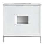 Bungalow 36" White and Silver Bathroom Vanity with Carrara Marble Countertop and Basin