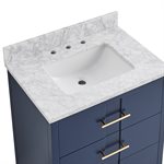 Iconic 30" Navy and Gold Vanity with Carrara Marble Top