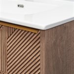 Kora Geo Faux Fluted 24" Single Vanity with Integrated White Ceramic Top & Gold Handles