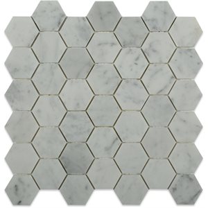 White Carrara 2" Hexagon