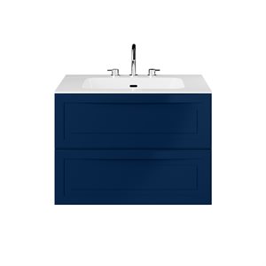 Alma Blue 30" Vanity with Integrated White Solid Surface Top