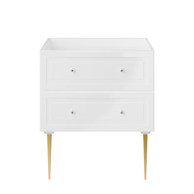 Alma White 30" Vanity with Gold Legs & Knobs without Top