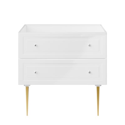 Alma White 36" Vanity with Gold Legs & Knobs without Top