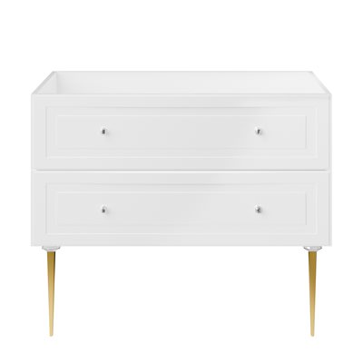 Alma White 42" Vanity with Gold Legs & Knobs without Top