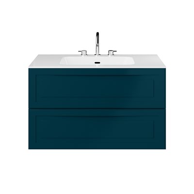 Alma Turquoise 36" Vanity with Integrated White Solid Surface Top