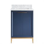 Bungalow 24" Navy and Gold Bathroom Vanity with Carrara Marble Countertop and Basin