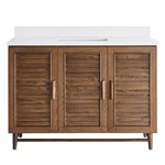 Lowell 48" Woodgrain Bathroom Vanity with Pure White Quartz Countertop and Basin