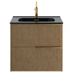 Kora Art Faux Fluted 24" Single Vanity with Integrated Black Ceramic Top & Gold Handles