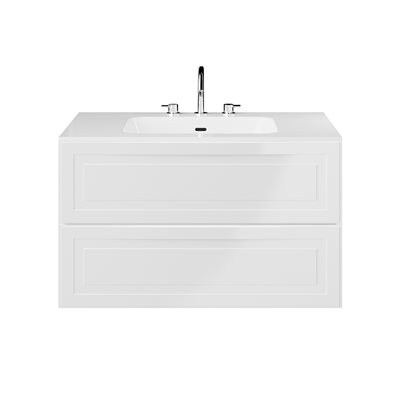 Alma White 36" Vanity with Integrated White Solid Surface Top