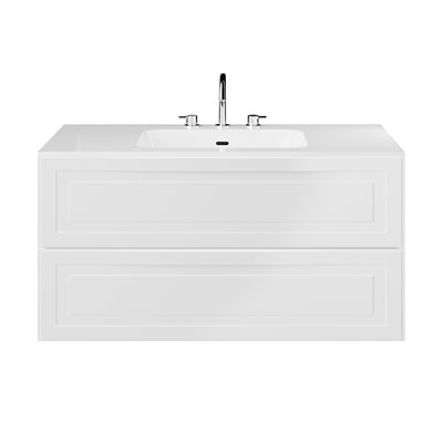 Alma White 42" Vanity with Integrated White Solid Surface Top