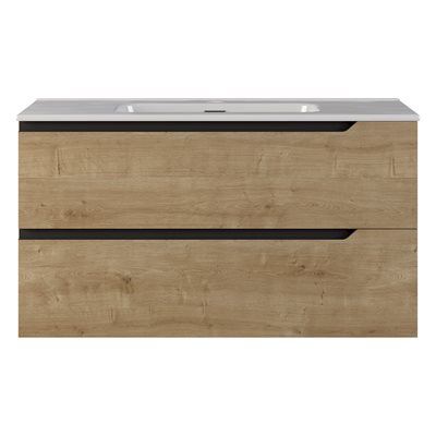 Duo Blonde Wood 40" Single Vanity with Integrated White Ceramic Top