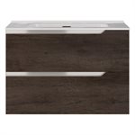 Duo Weathered Oak 32" Single Vanity with Integrated White Ceramic Top