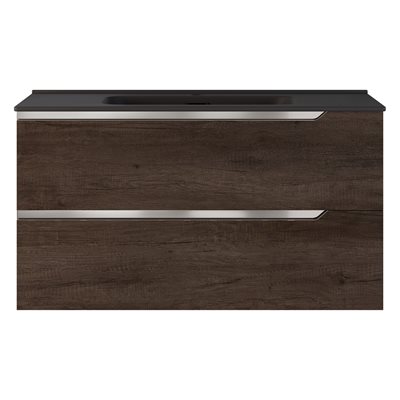 Duo Weathered Oak 40" Single Vanity with Integrated Black Ceramic Top