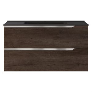 Duo Weathered Oak 40" Single Vanity with Integrated Black Ceramic Top