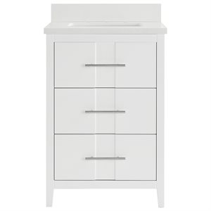 Iconic 24" White and Silver Vanity with Pure White Quartz Top