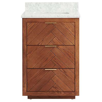 Marilyn Woodgrain 24" Single Vanity with Carrara Marble Top