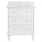 Nora White 30" Single Vanity with Carrara Marble Top