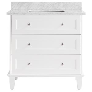 Nora White 36" Single Vanity with Carrara Marble Top