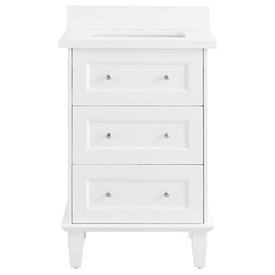 Nora White 24" Single Vanity with Pure White Quartz Top