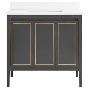 Province Charcoal and Gold 36" Single Vanity with Pure White Quartz Top