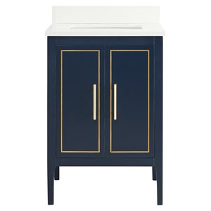 Province Navy and Gold 24" Single Vanity with Pure White Quartz Top