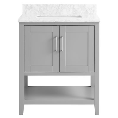 Sheraton 30" Gray Vanity with Carrara Marble Top