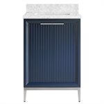 Bungalow 24" Navy and Silver Bathroom Vanity with Carrara Marble Countertop and Basin