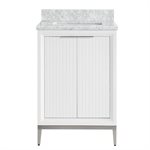 Bungalow 24" White and Silver Bathroom Vanity with Carrara Marble Countertop and Basin