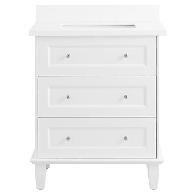 Nora White 30" Single Vanity with Pure White Quartz Top