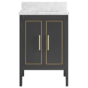 Province Charcoal and Gold 24" Single Vanity with Carrara Marble Top