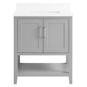 Sheraton 30" Gray Vanity with Pure White Quartz Top