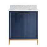 Bungalow 30" Navy and Gold Bathroom Vanity with Carrara Marble Countertop and Basin