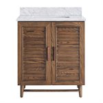 Lowell 30" Woodgrain Bathroom Vanity with Carrara Marble Countertop and Basin