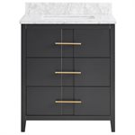 Iconic 30" Charcoal and Gold Vanity with Carrara Marble Top