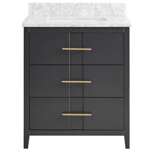 Iconic 30" Charcoal and Gold Vanity with Carrara Marble Top