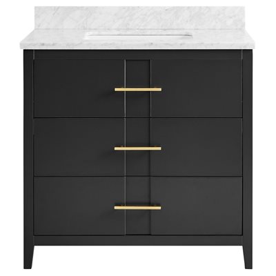 Iconic 36" Charcoal and Gold Vanity with Carrara Marble Top