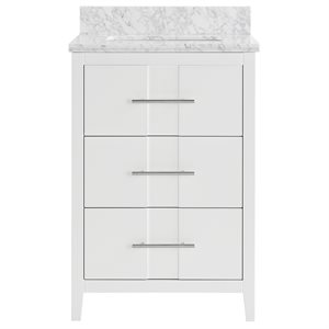 Iconic 24" White and Silver Vanity with Carrara Marble Top