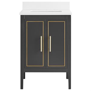 Province Charcoal and Gold 24" Single Vanity with Pure White Quartz Top