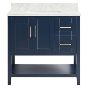 Sheraton 36" Navy Vanity with Carrara Marble Top