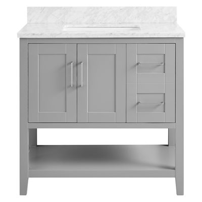 Sheraton 36" Gray Vanity with Carrara Marble Top